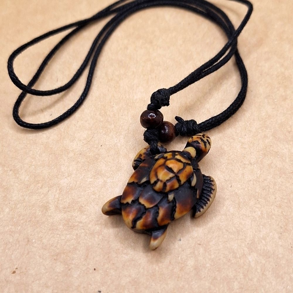 resin turtle mama pendant necklace adjustable tribal jewelry